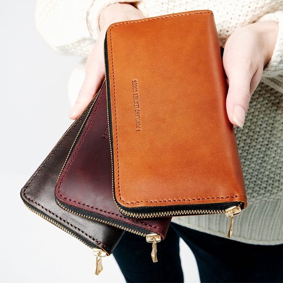 Portland Leather Group - New Honey Accordion Zip Wallet - Picture 4 of 4